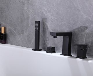 Смеситель на борт ванны ABBER Daheim чёрный матовый AF8213B